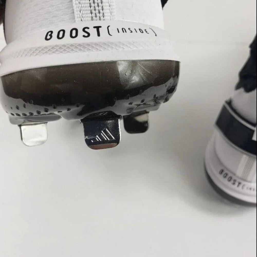 Men's FY4178 Adidas Icon 7 Boost Metal Baseball Cleats Size 12.5 Black & White - Picture 9 of 10